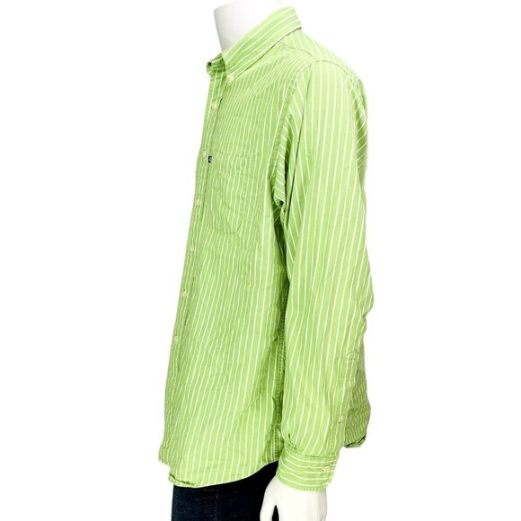 Brooks Brothers 346 Mens Shirt Long Sleeve Button Down Green Stripe Size L - Picture 6 of 13